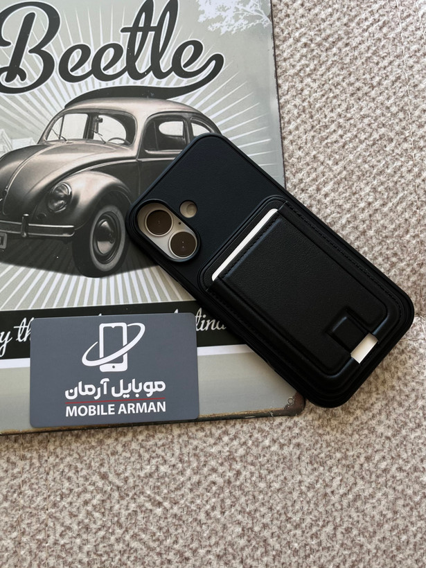 قاب گوشی آیفون ۱۶ چرمی جاکارتی دار / ۱۶ نرمال